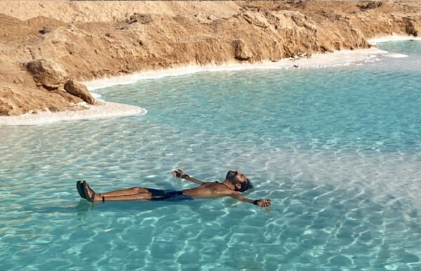 floating in an oasis in Egypt at a retreat